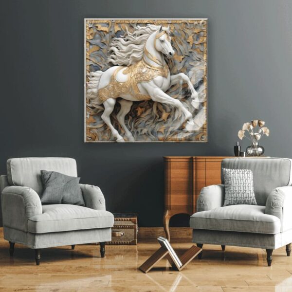 "Elegant Horse Lycored Glass Art for Modern Walls" - Image 2