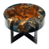 "Black epoxy tabletop with white background, handcrafted and elegant design for dining or workspace by Anay Decor."