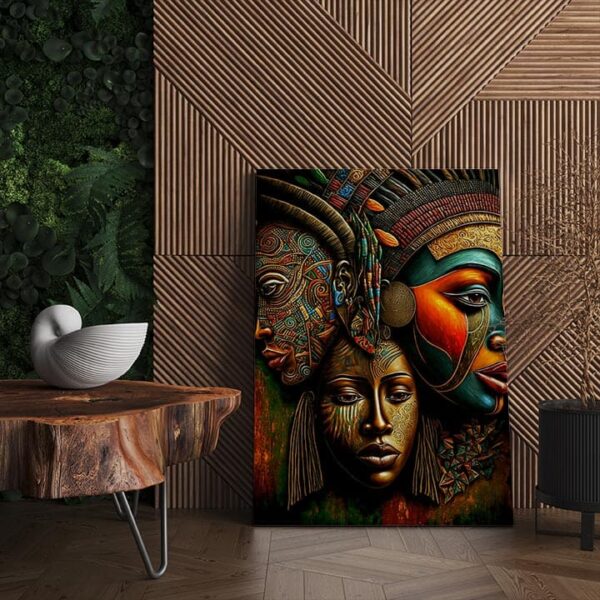 Ancient African Art Abstract Oil Painting – Bohemian Decor for Living Room & Office, Handcrafted & Ready to Hang.