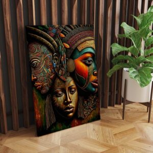 Ancient African Art Abstract Oil Painting – Bohemian Decor for Living Room & Office, Handcrafted & Ready to Hang.