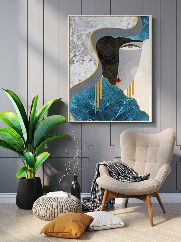 Modern abstract geometric painting – hand-painted beauty for decorative wall art in home & office interiors.